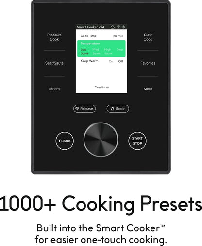 CHEF Iq Smart Pressure Cooker with Wifi and Built-In Scale - Easy-To-Use 10-In-1 Multicooker with 500+ Guided Recipes - Rice Cooker, Slow Cooker, Instant Meals for Foodies - 6 Quart - Family Size