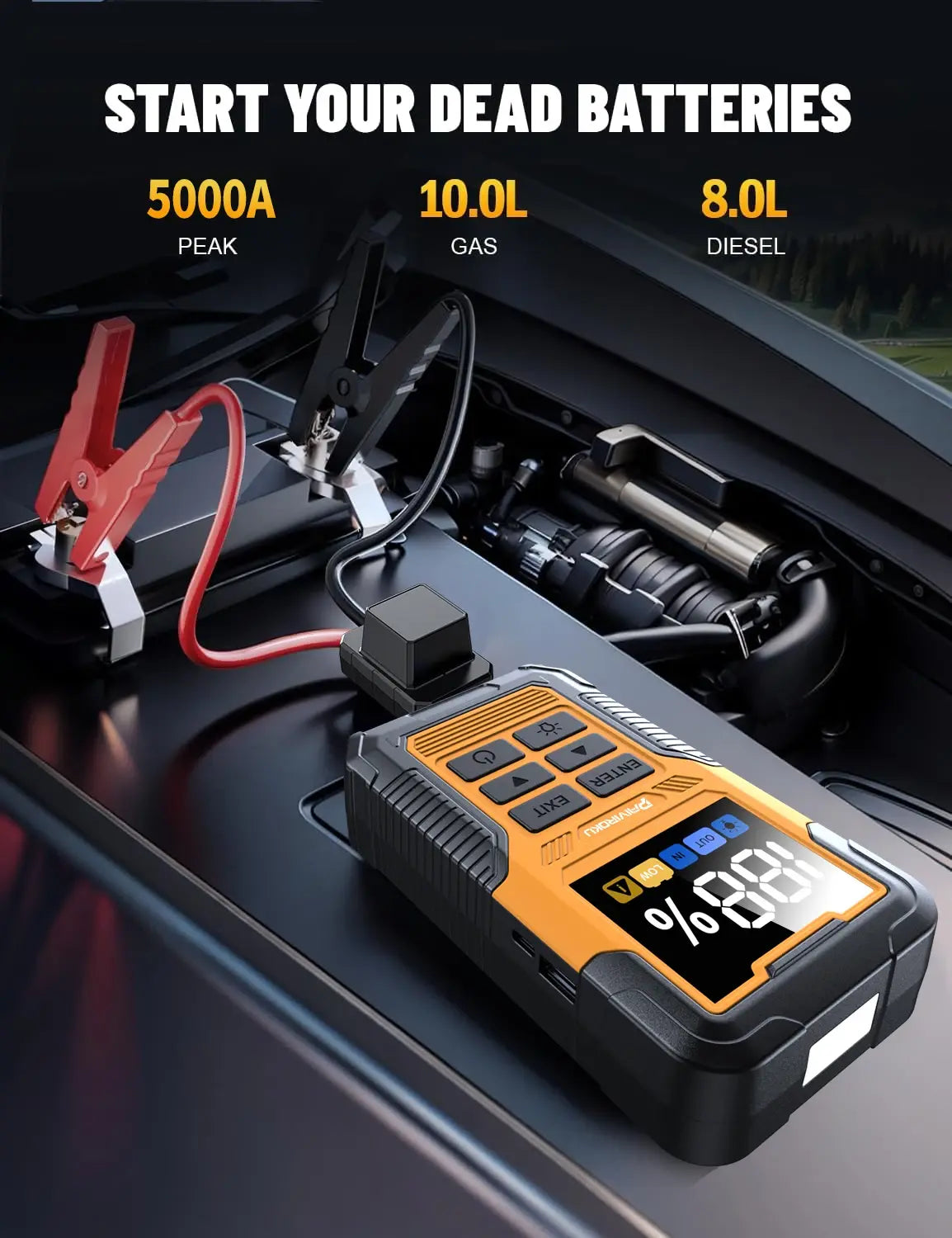 Car Battery Jump Starter with OBD2 Scanner 5000A Battery Jumper Starter，Code Reader for Check Engine Light, Diagnostic Tool