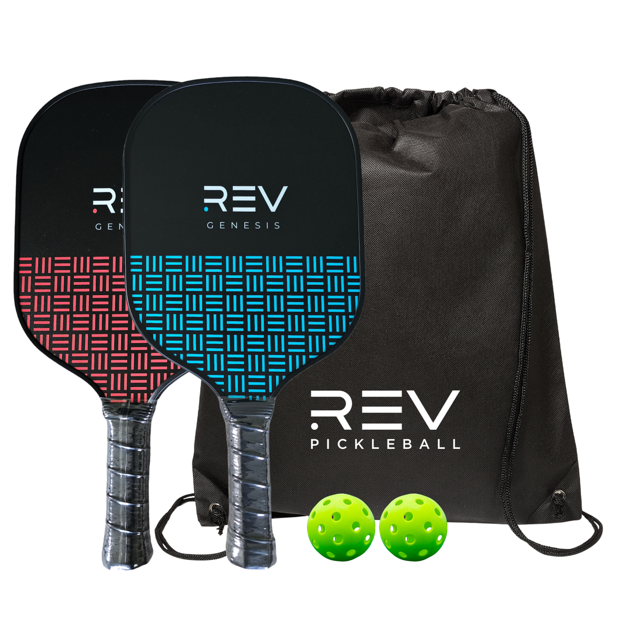 REV Genesis Pickleball Set | 2 Paddles, 2 Balls & Carry Bag