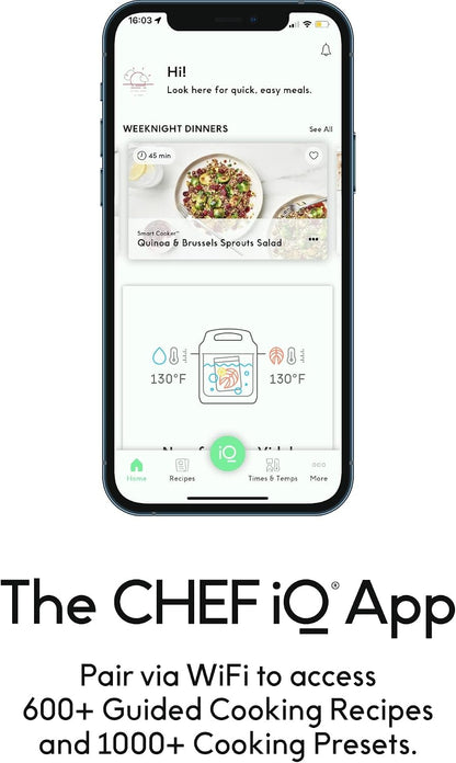 CHEF Iq Smart Pressure Cooker with Wifi and Built-In Scale - Easy-To-Use 10-In-1 Multicooker with 500+ Guided Recipes - Rice Cooker, Slow Cooker, Instant Meals for Foodies - 6 Quart - Family Size