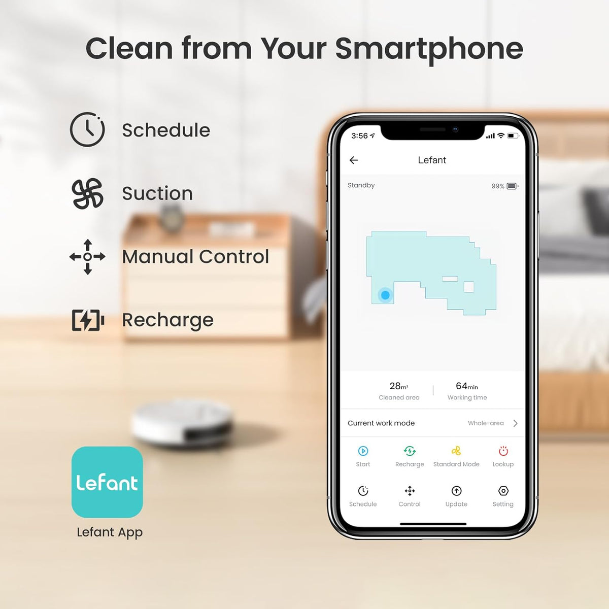 Robot Vacuum Cleaner, Strong Suction, 120 Mins Runtime, Slim, Low Noise, Automatic Self-Charging, Wi-Fi/App/Alexa Control, Ideal for Pet Hair Hard Floor and Daily Cleaning, M210