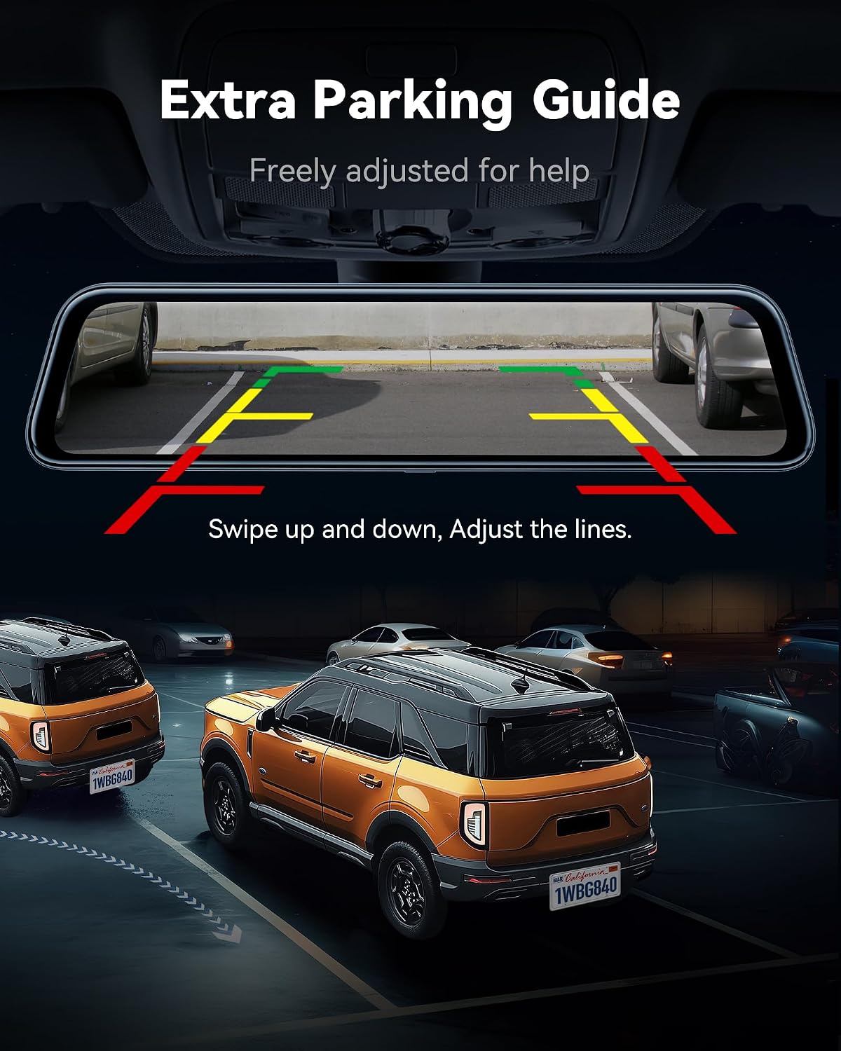 G840S 12" 4K Mirror Dash Cam Backup Camera with 32GB Card and GPS