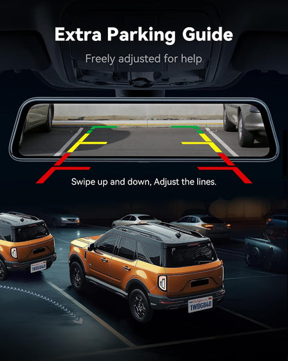 G840S 12" 4K Mirror Dash Cam Backup Camera with 32GB Card and GPS