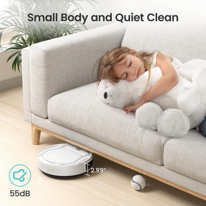 Robot Vacuum Cleaner, Strong Suction, 120 Mins Runtime, Slim, Low Noise, Automatic Self-Charging, Wi-Fi/App/Alexa Control, Ideal for Pet Hair Hard Floor and Daily Cleaning, M210