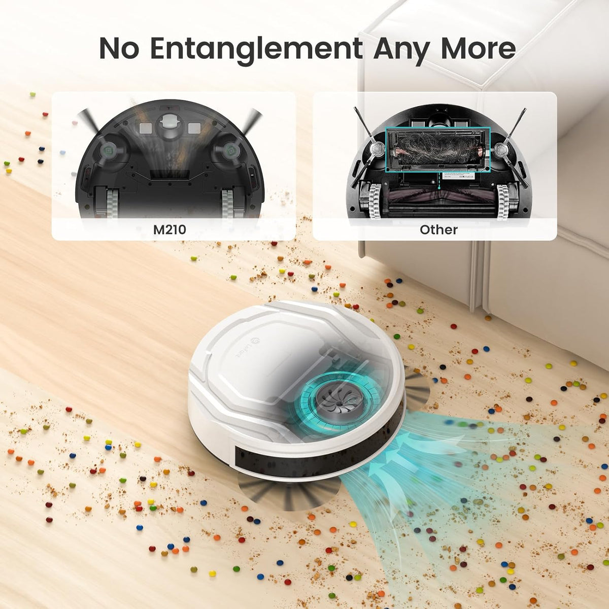 Robot Vacuum Cleaner, Strong Suction, 120 Mins Runtime, Slim, Low Noise, Automatic Self-Charging, Wi-Fi/App/Alexa Control, Ideal for Pet Hair Hard Floor and Daily Cleaning, M210