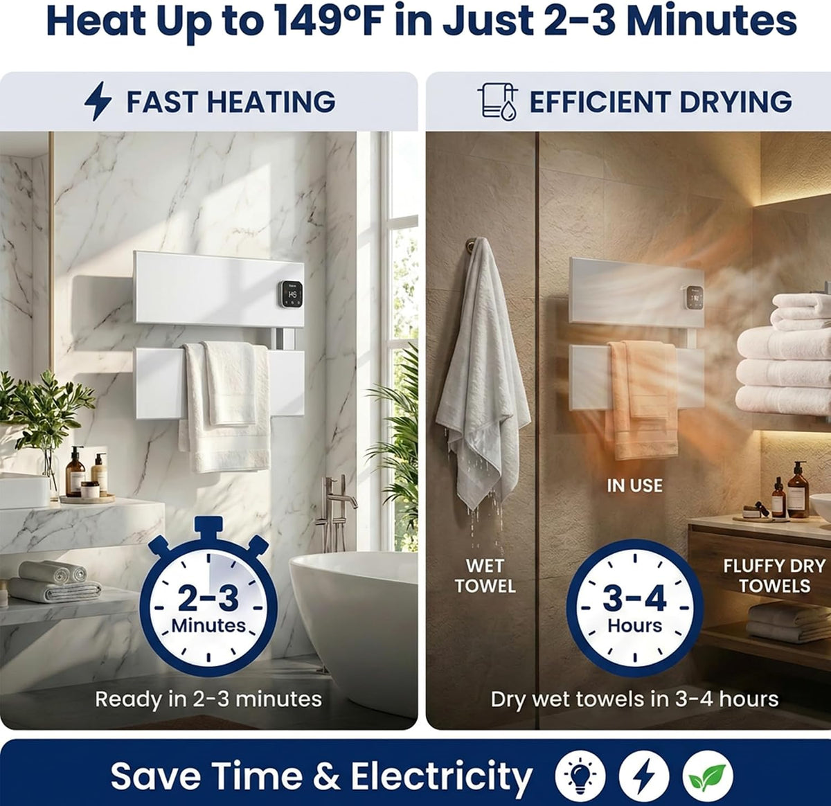 Electric Towel Warmer, Wall Mounted Heated Towel Rack for Bathroom