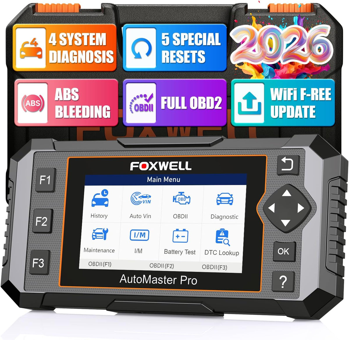2026  NT614 Elite OBD2 Scanner, 4 Systems, 5 Resets Code Reader