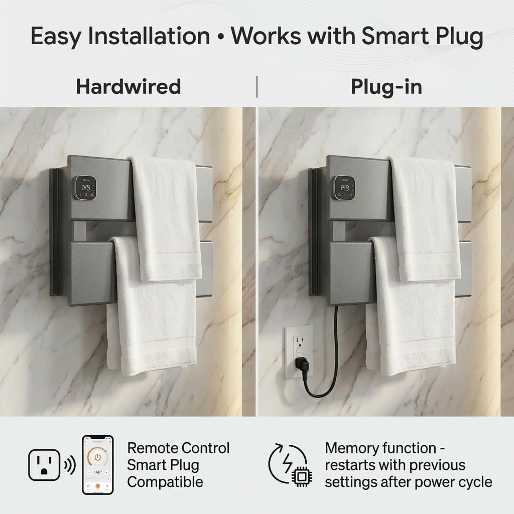 Electric Towel Warmer, Wall Mounted Heated Towel Rack for Bathroom