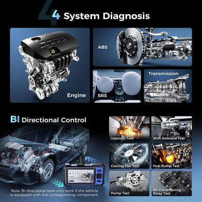 632 AI Bidirectional Scan Tool, 15 Reset Services Abs/Adblue/Srs/Bms/Epb/Ets/Injec/Oil/Sas/Tpms OBD2 Diagnostic Scanner for 4 System, Active Test, Autoauth, CANFD, Autovin, Lifetime Free Update