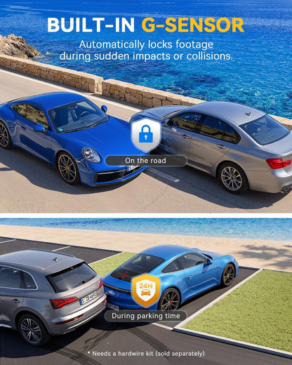 4K+4K Dash Cam, Free 128GB Card, 5.8Ghz Wifi6 - up to 20Mb/S