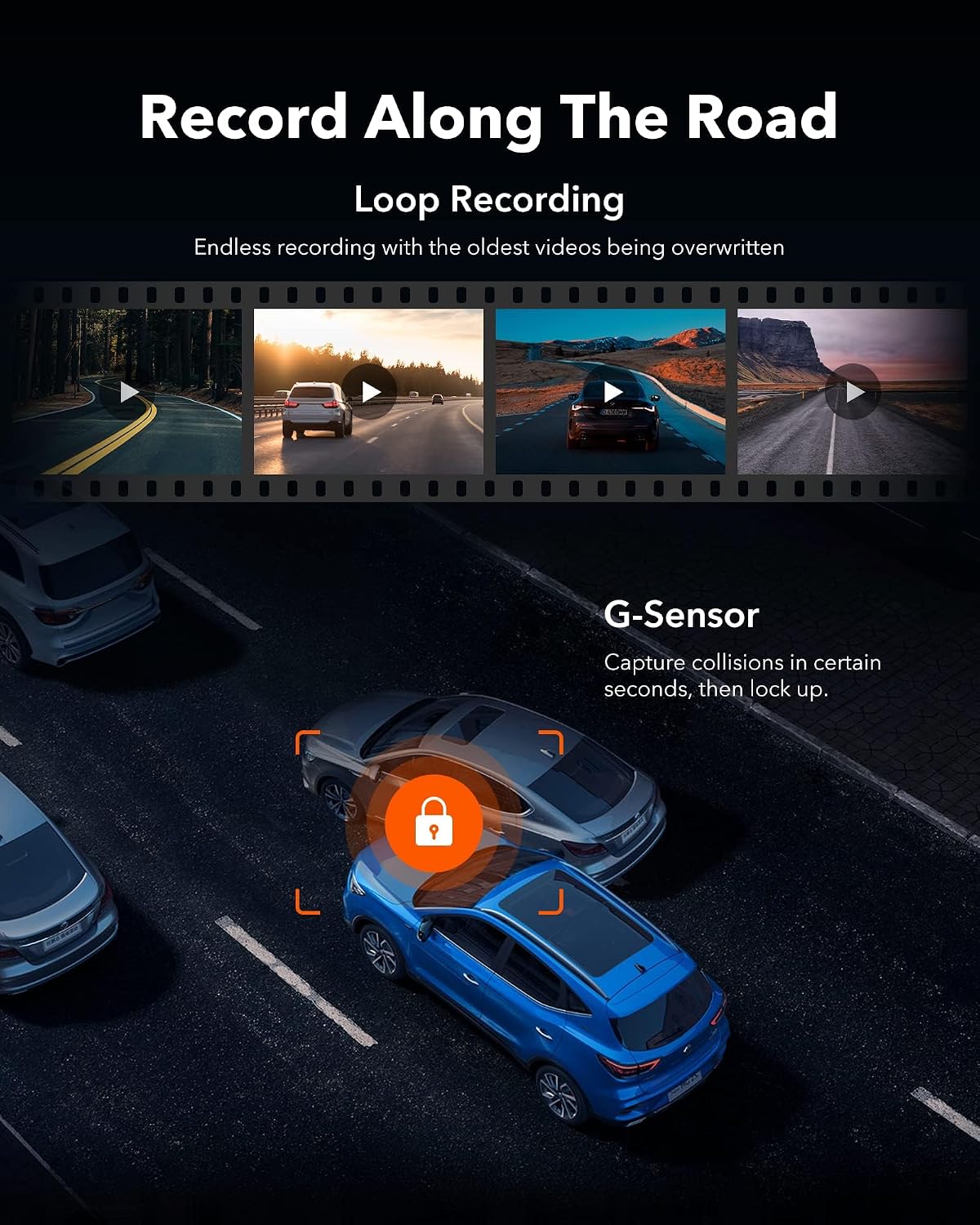 G930 10'' 4K Rear View Mirror Camera with 64GB Card,5.8Ghz Wifi