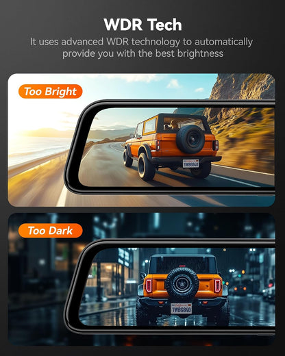 G840S 12" 4K Mirror Dash Cam Backup Camera with 32GB Card and GPS