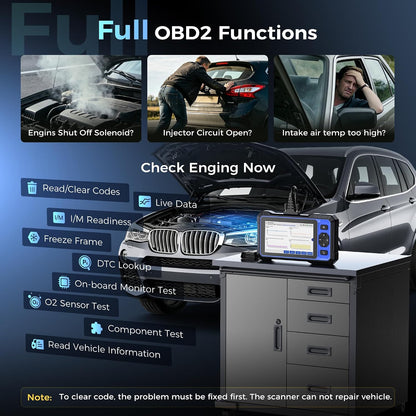 632 AI Bidirectional Scan Tool, 15 Reset Services Abs/Adblue/Srs/Bms/Epb/Ets/Injec/Oil/Sas/Tpms OBD2 Diagnostic Scanner for 4 System, Active Test, Autoauth, CANFD, Autovin, Lifetime Free Update