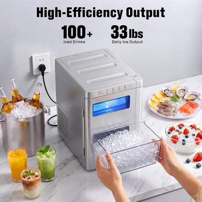 Nugget Ice Maker Countertop, 2 in 1 Portable Soft Pellet Ice Machine