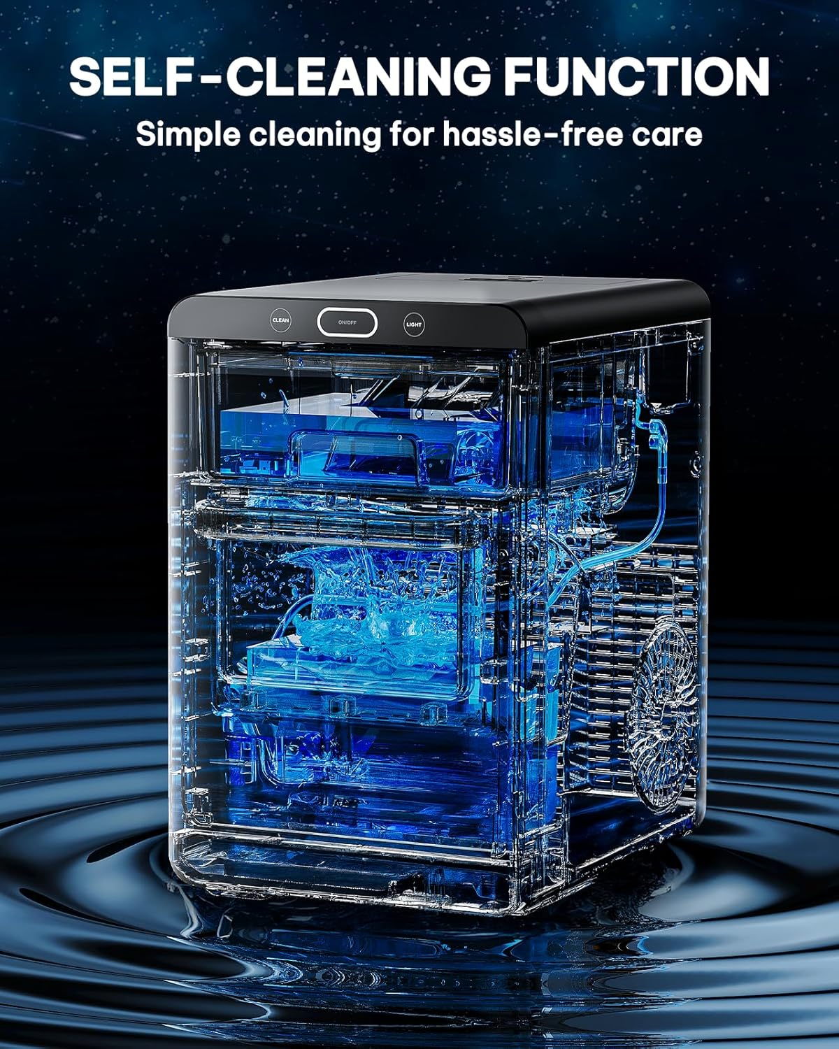 Nugget Ice Maker Countertop - 44Lbs/24H Crushed/Pebble Ice Machine, Front Pull-Out Water Tank & Removable Basket, Stainless Steel Finish for Home Kitchen