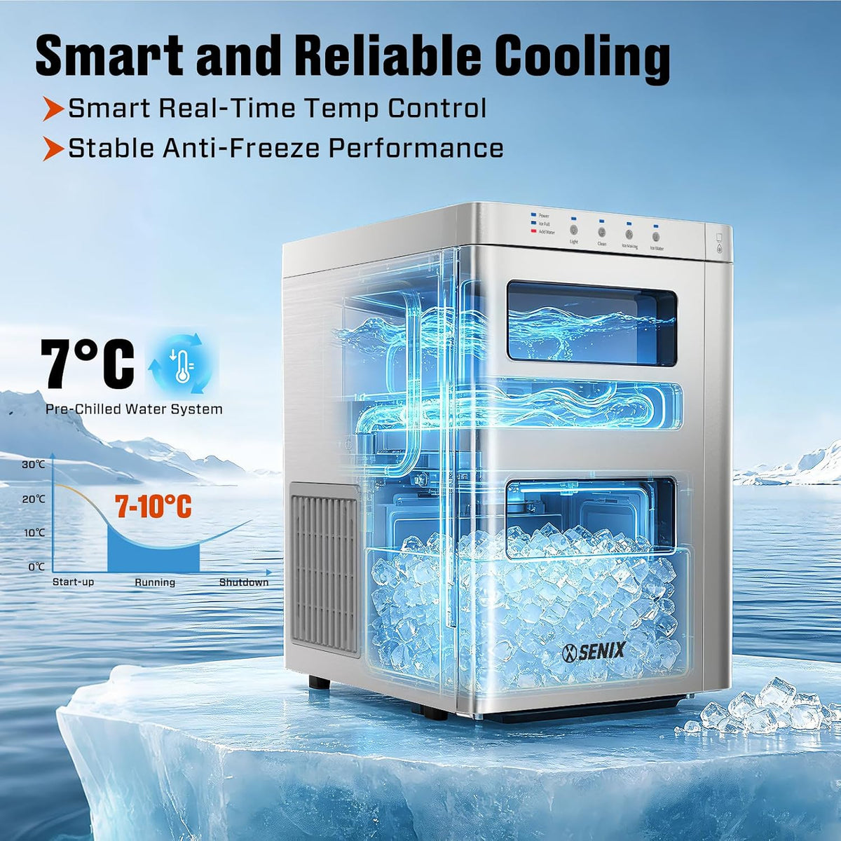 Nugget Ice Maker Countertop, 2 in 1 Portable Soft Pellet Ice Machine