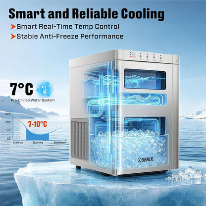 Nugget Ice Maker Countertop, 2 in 1 Portable Soft Pellet Ice Machine