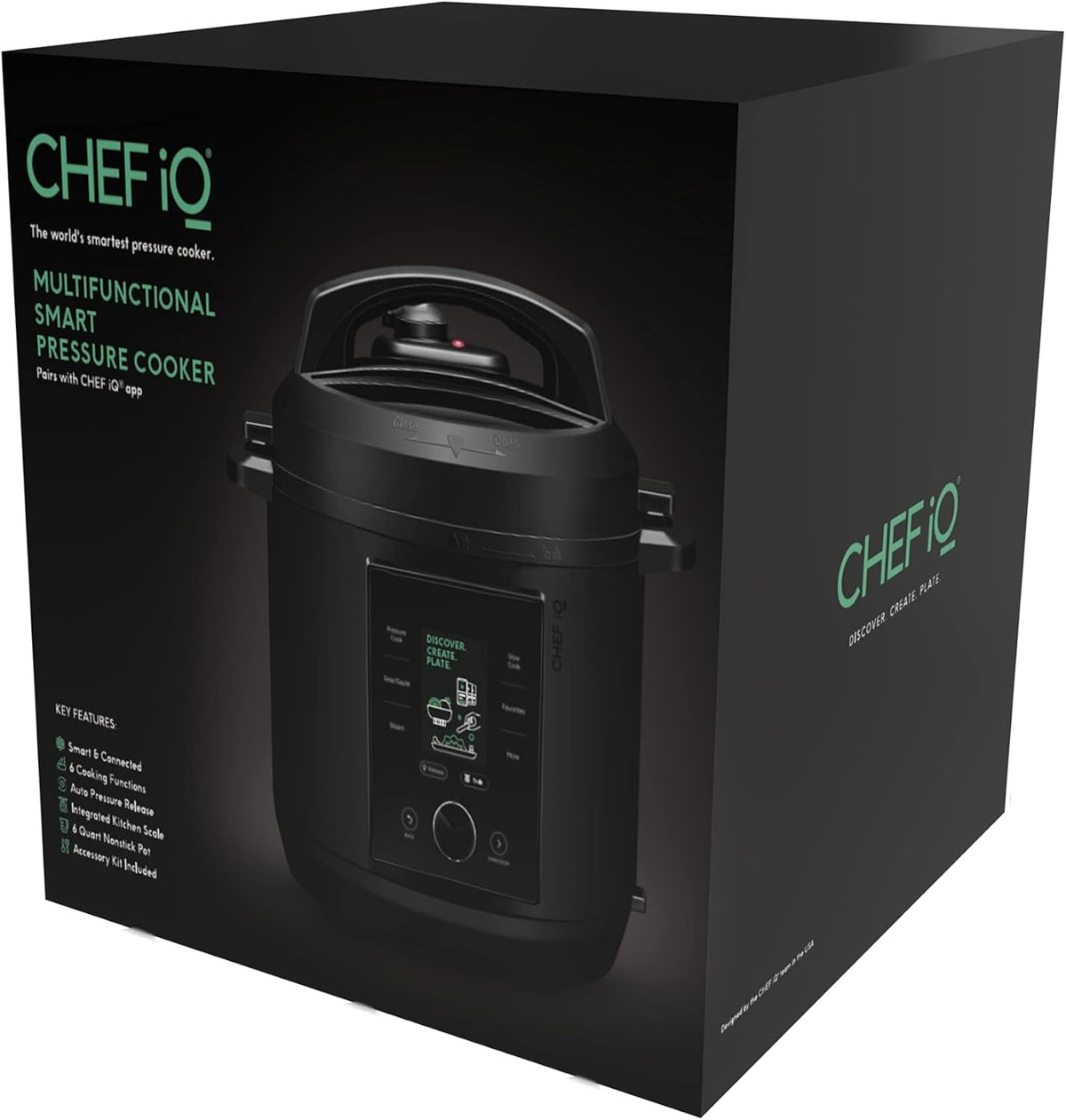 CHEF Iq Smart Pressure Cooker with Wifi and Built-In Scale - Easy-To-Use 10-In-1 Multicooker with 500+ Guided Recipes - Rice Cooker, Slow Cooker, Instant Meals for Foodies - 6 Quart - Family Size