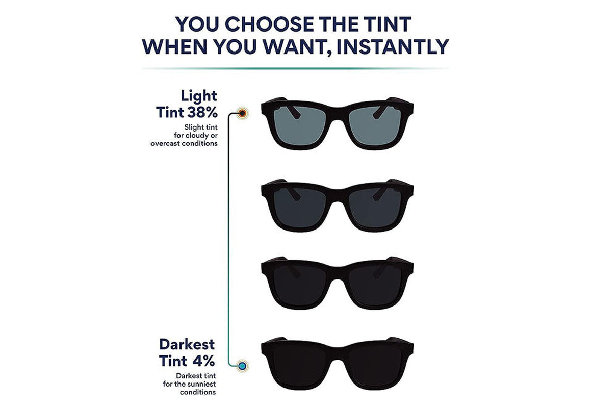 App-Enabled Tint Changing Smart Sunglasses with Audio