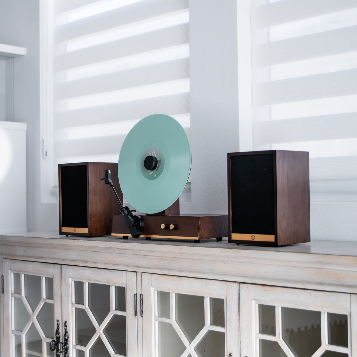 Fuse Audio GLD record player and external speakers