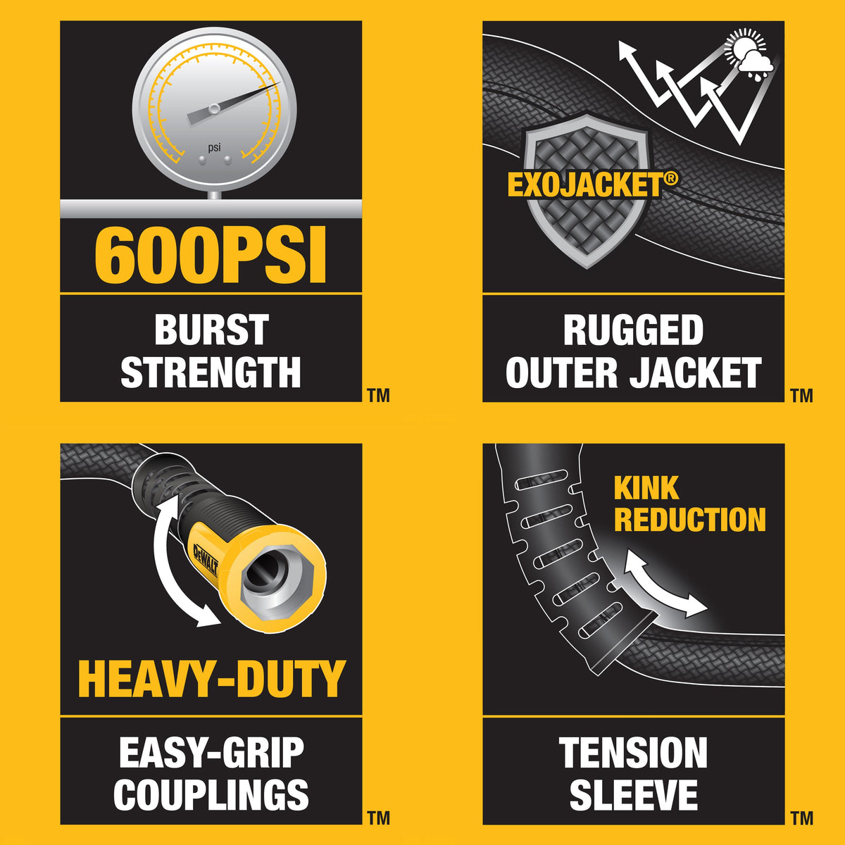 DEWALT 50 ft × 5/8 in Heavy-Duty Fabric Garden Hose | DXMH3302