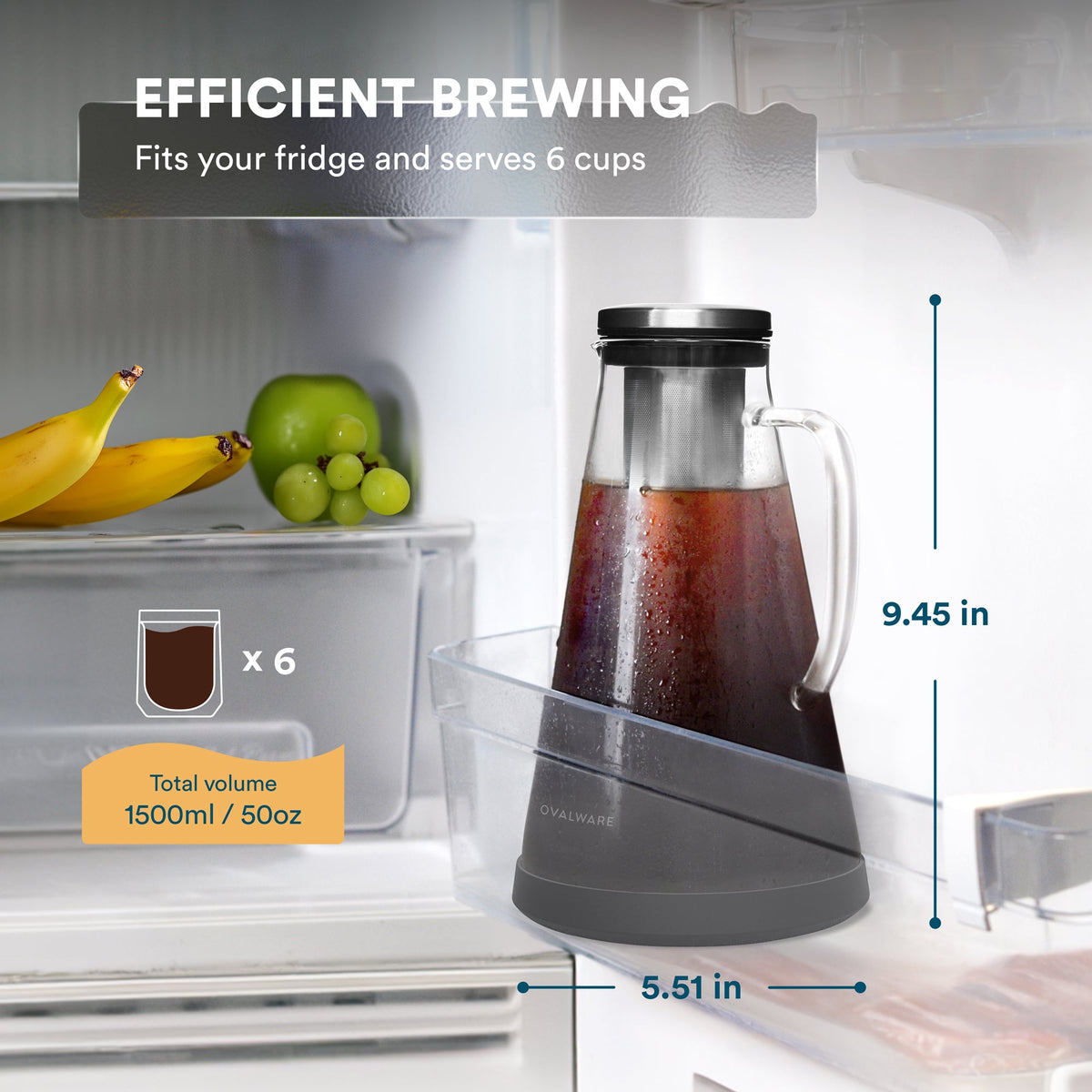 Ovalware Glass Cold Brew Coffee Maker | 1L / 1.5L