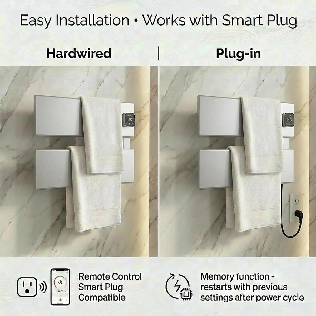 Electric Towel Warmer, Wall Mounted Heated Towel Rack for Bathroom