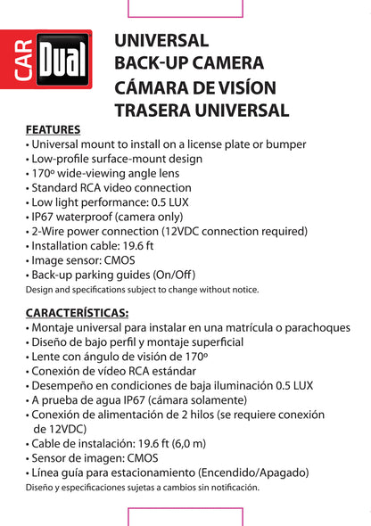 Waterproof HD Backup Camera with 170° Wide-Angle View