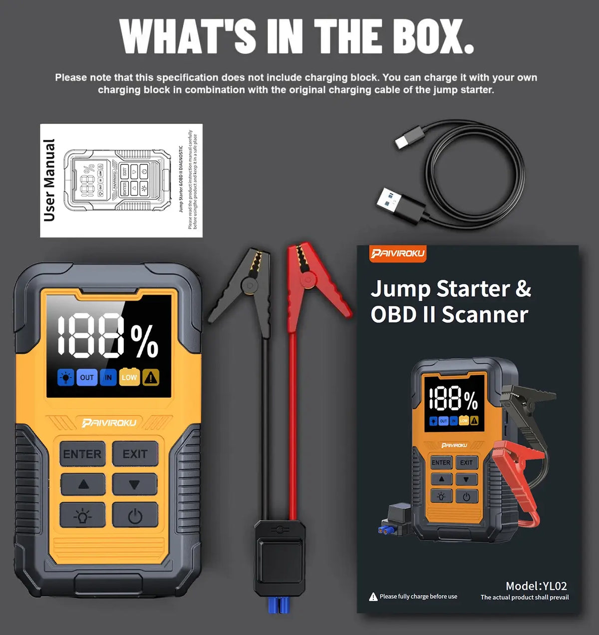 Car Battery Jump Starter with OBD2 Scanner 5000A Battery Jumper Starter，Code Reader for Check Engine Light, Diagnostic Tool